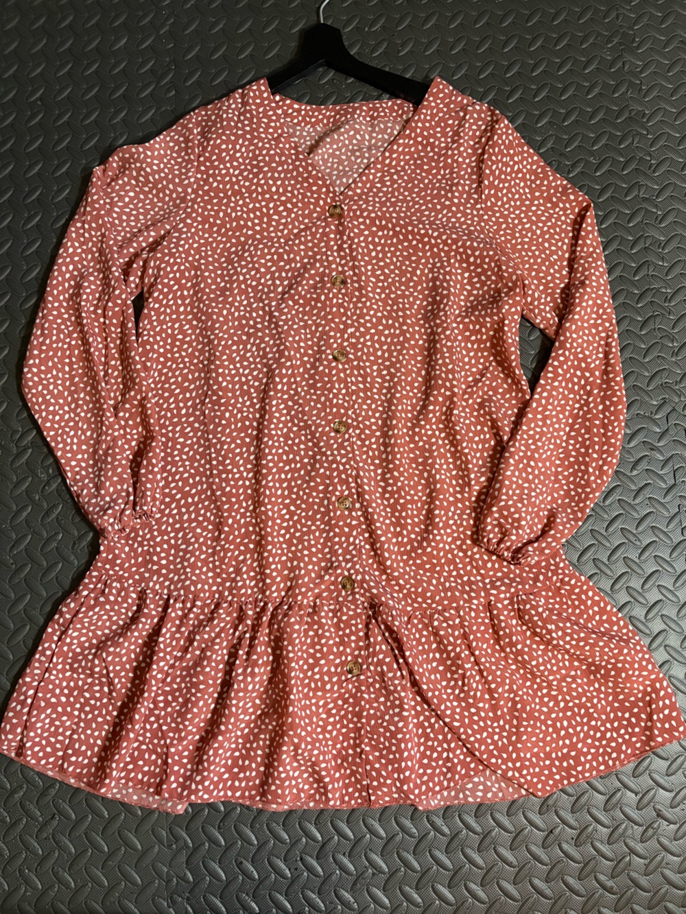 Women’s Rust and White Dot Short Dress or Blouse